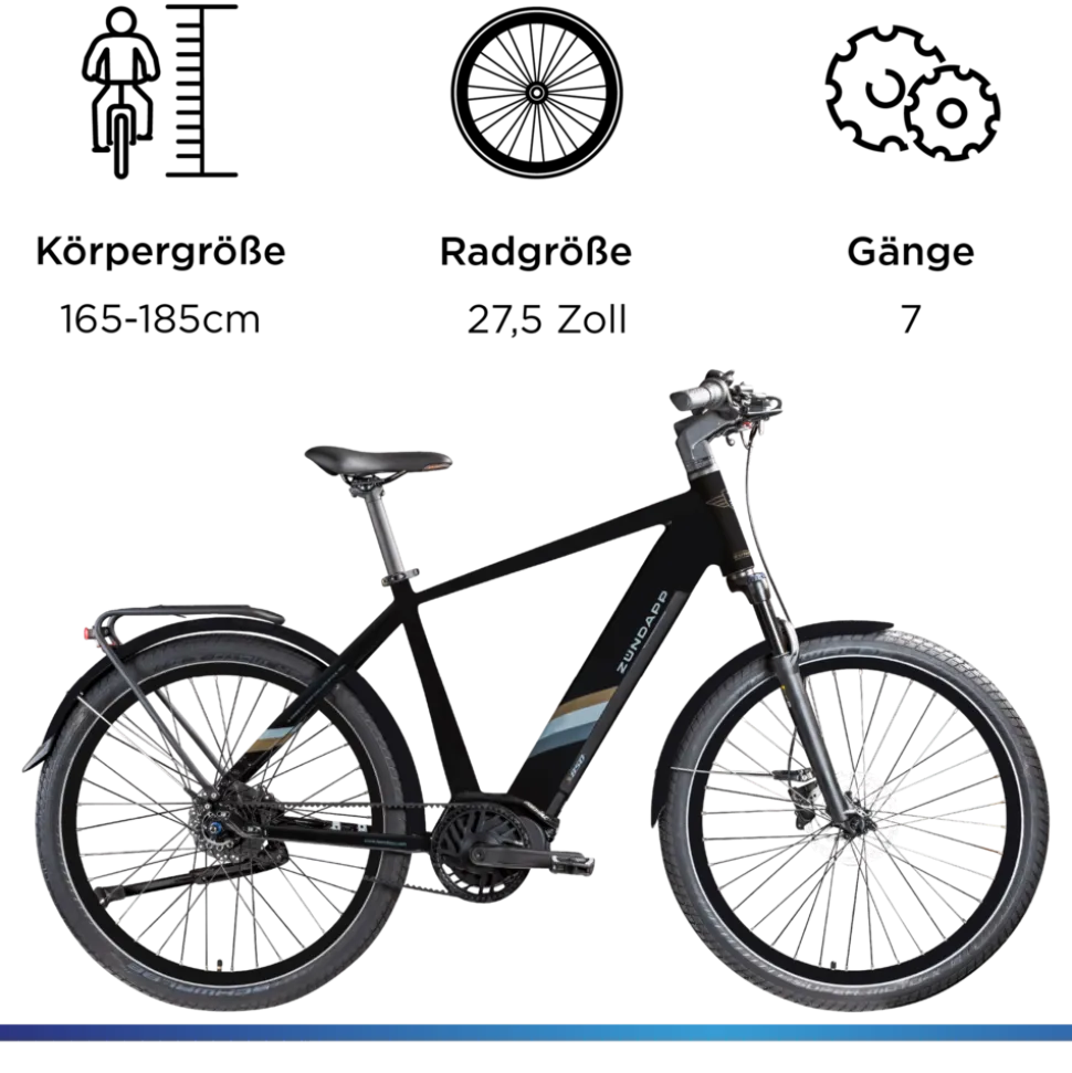 Zündapp X850 Trekking E Bike 27,5 Zoll Pedelec 165-185 cm Trekking Fahrrad Riemenantrieb Elektrofahrrad 550Wh 7 Gang