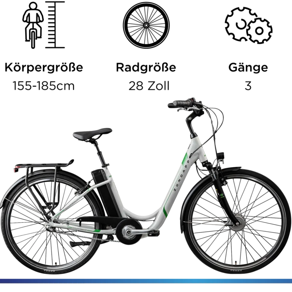 Zündapp Z510 E Bike Damenfahrrad ab 155 cm Rücktritt Pedelec 28 Zoll Fahrrad mit tiefem Einstieg Hollandrad mit 3 Gang Nabenschaltung StVZO