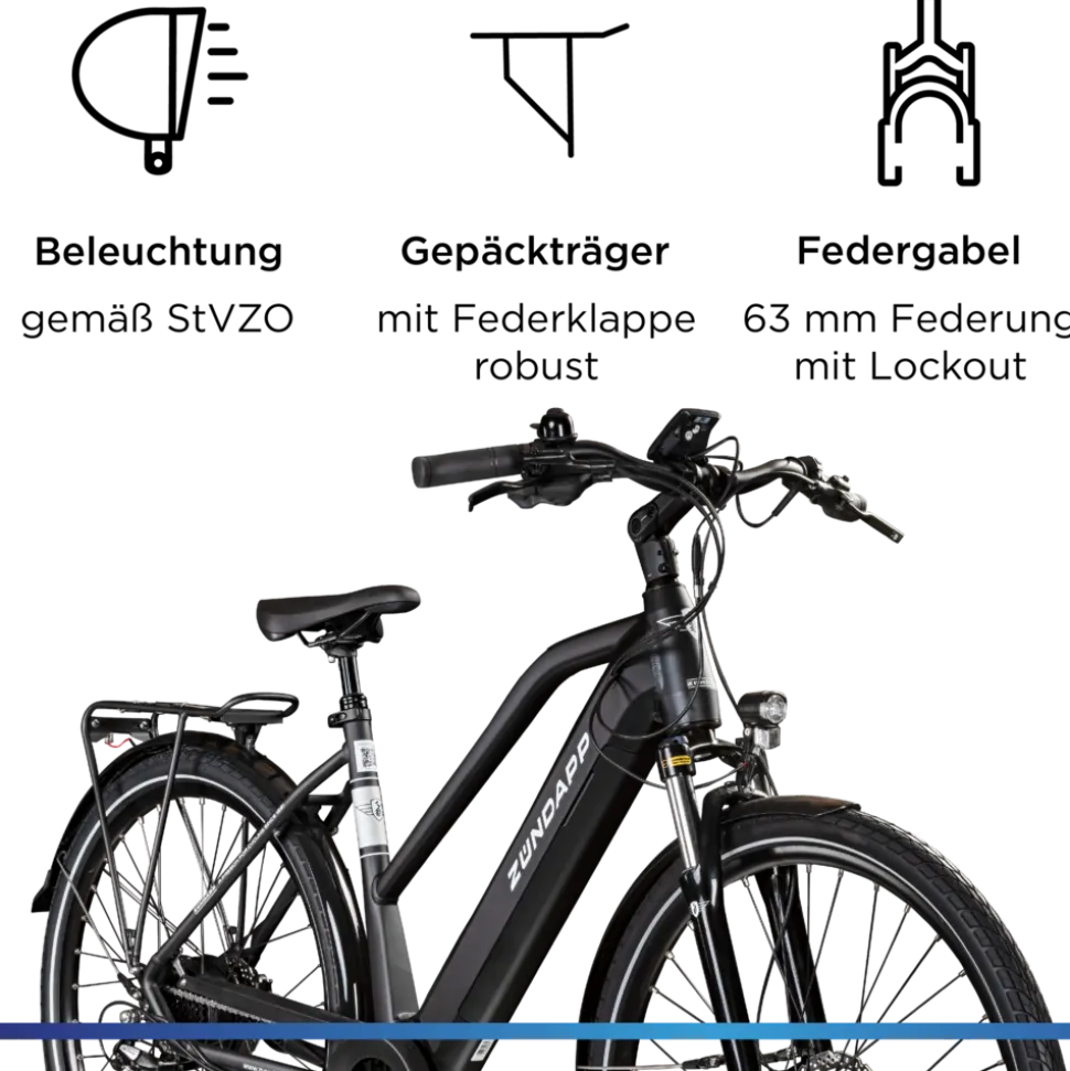 Zündapp Z810 E Bike Damen Trekkingrad ab 165 cm Elektrofahrrad 550 Wh Pedelec Trekking Rad Fahrrad mit 8 Gang und Beleuchtung StVZO