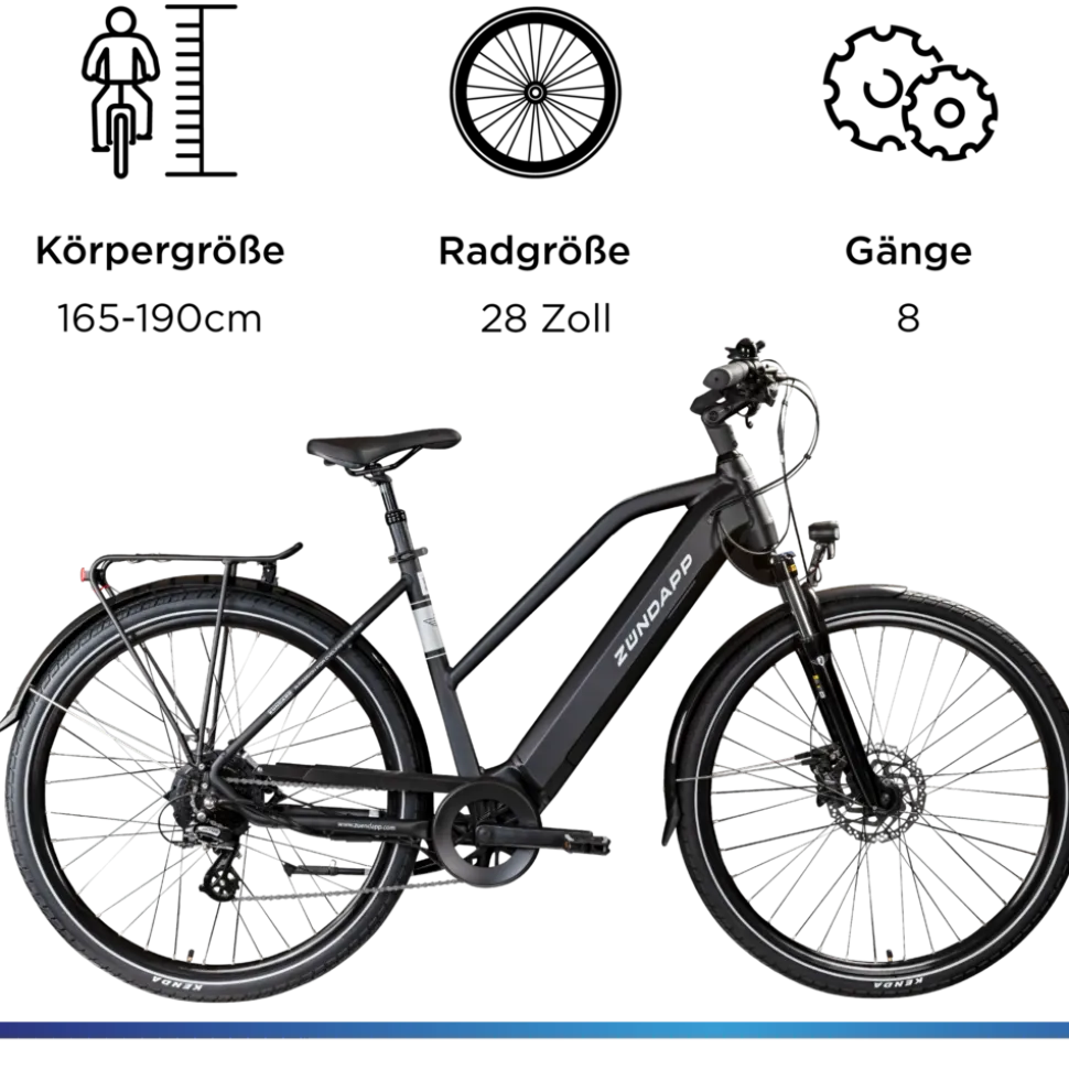 Zündapp Z810 E Bike Damen Trekkingrad ab 165 cm Elektrofahrrad 550 Wh Pedelec Trekking Rad Fahrrad mit 8 Gang und Beleuchtung StVZO