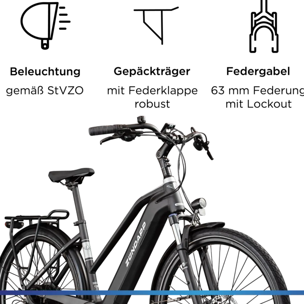 Zündapp Z810 E Bike Damen Trekkingrad ab 165 cm Elektrofahrrad 550 Wh Pedelec Trekking Rad Fahrrad mit 8 Gang und Beleuchtung StVZO
