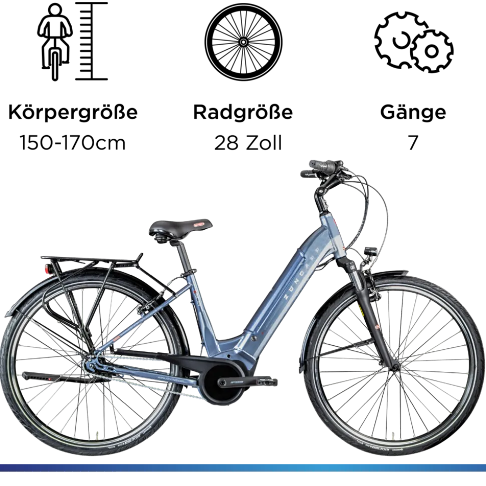 Zündapp Z909 E Bike Damen 28 Zoll Pedelec 150 - 170 cm Elektrofahrrad Bosch Damenfahrrad mit 7 Gang Schaltung E Fahrrad Hollandrad
