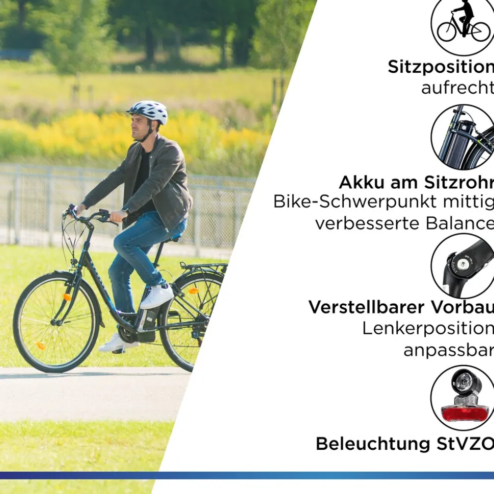 Zündapp Z505 E Bike Damen 28 Zoll Pedelec 160 - 185 cm 6 Gang Damenfahrrad E Fahrrad Hollandrad mit Licht