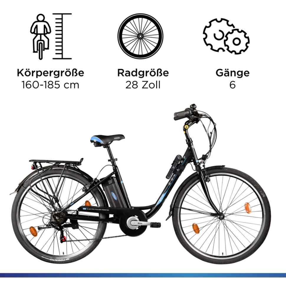 Zündapp Z505 E Bike Damen 28 Zoll Pedelec 160 - 185 cm 6 Gang Damenfahrrad E Fahrrad Hollandrad mit Licht