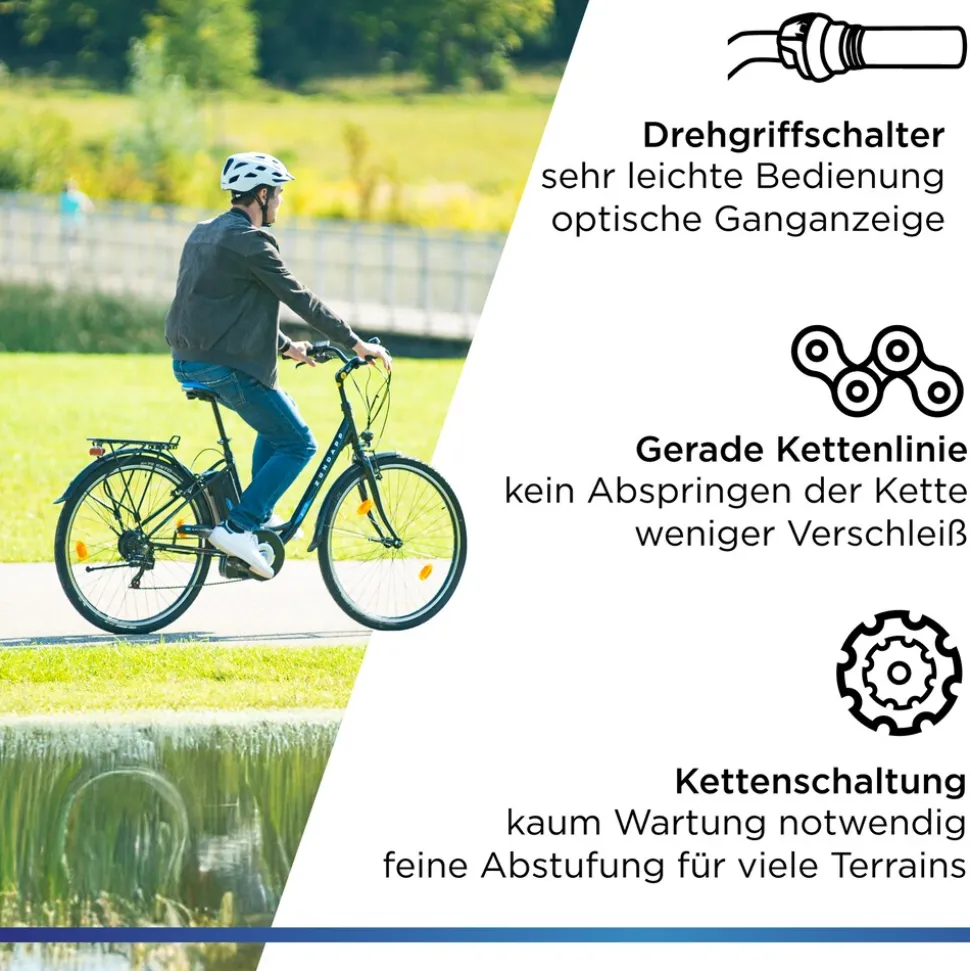 Zündapp Z505 E Bike Damen 28 Zoll Pedelec 160 - 185 cm 6 Gang Damenfahrrad E Fahrrad Hollandrad mit Licht
