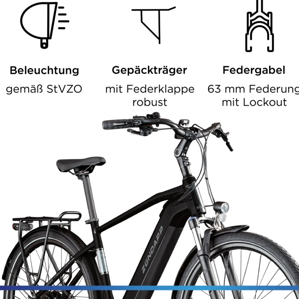 Zündapp Z810 E Bike Herren Trekkingrad ab 175 cm Elektrofahrrad 550 Wh Pedelec Trekking Rad Fahrrad mit 8 Gang und Beleuchtung StVZO