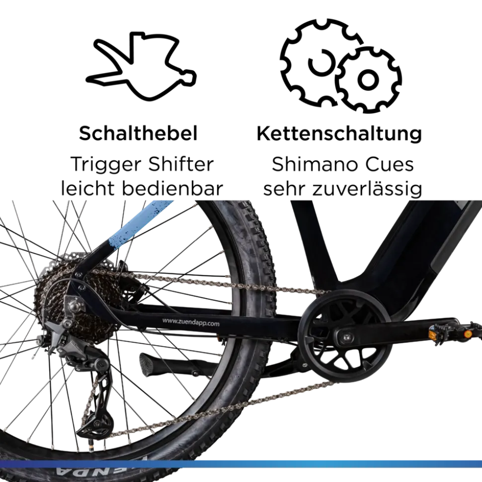 Zündapp Z808 E Bike Mountainbike 27,5" für Herren ab 155 cm Pedelec 10 Gang Elektrofahrrad 540Wh Scheibenbremsen