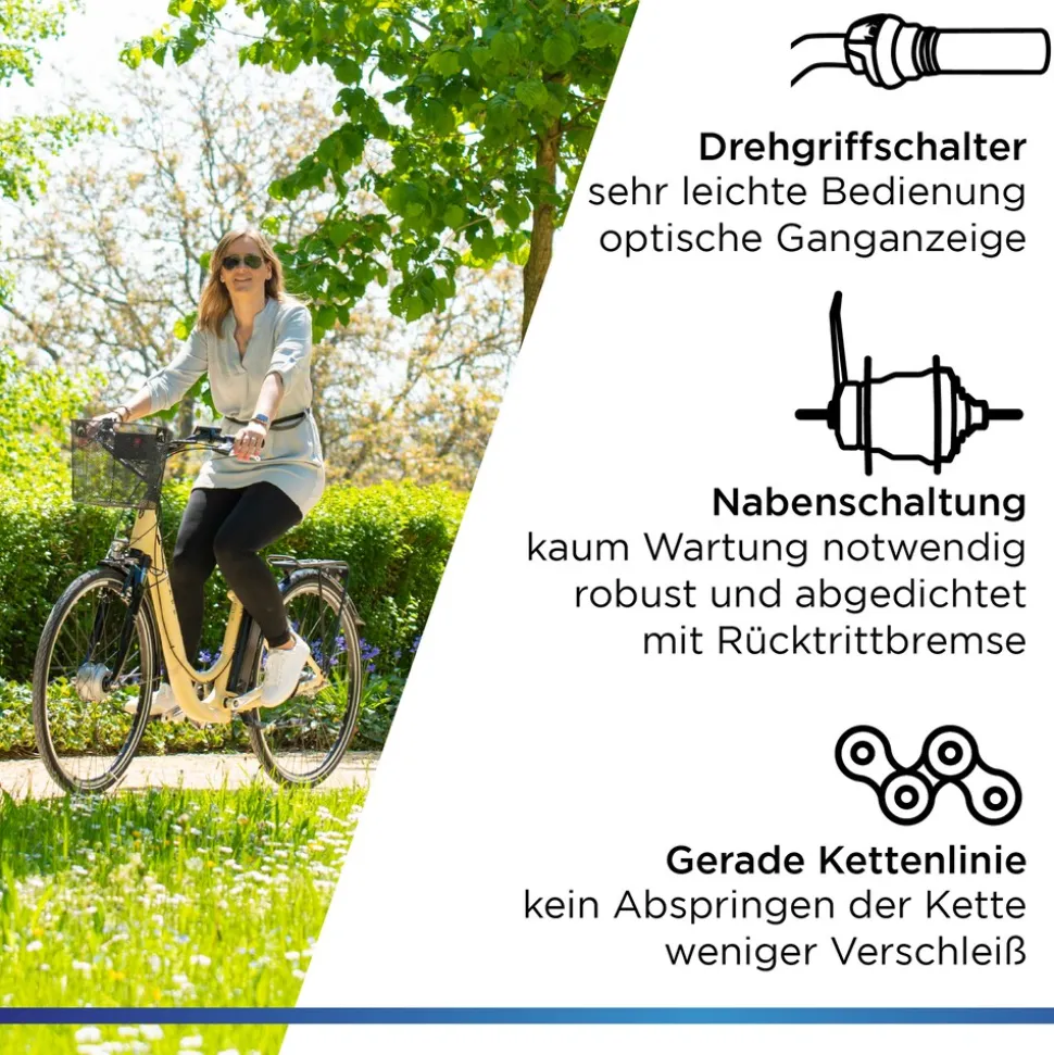 Zündapp Z517 E Bike 28 Zoll Pedelec Hollandrad E Fahrrad Damen 155 - 190 cm mit 7 Gang Nabenschaltung Rücktritt Citybike Nabenmotor