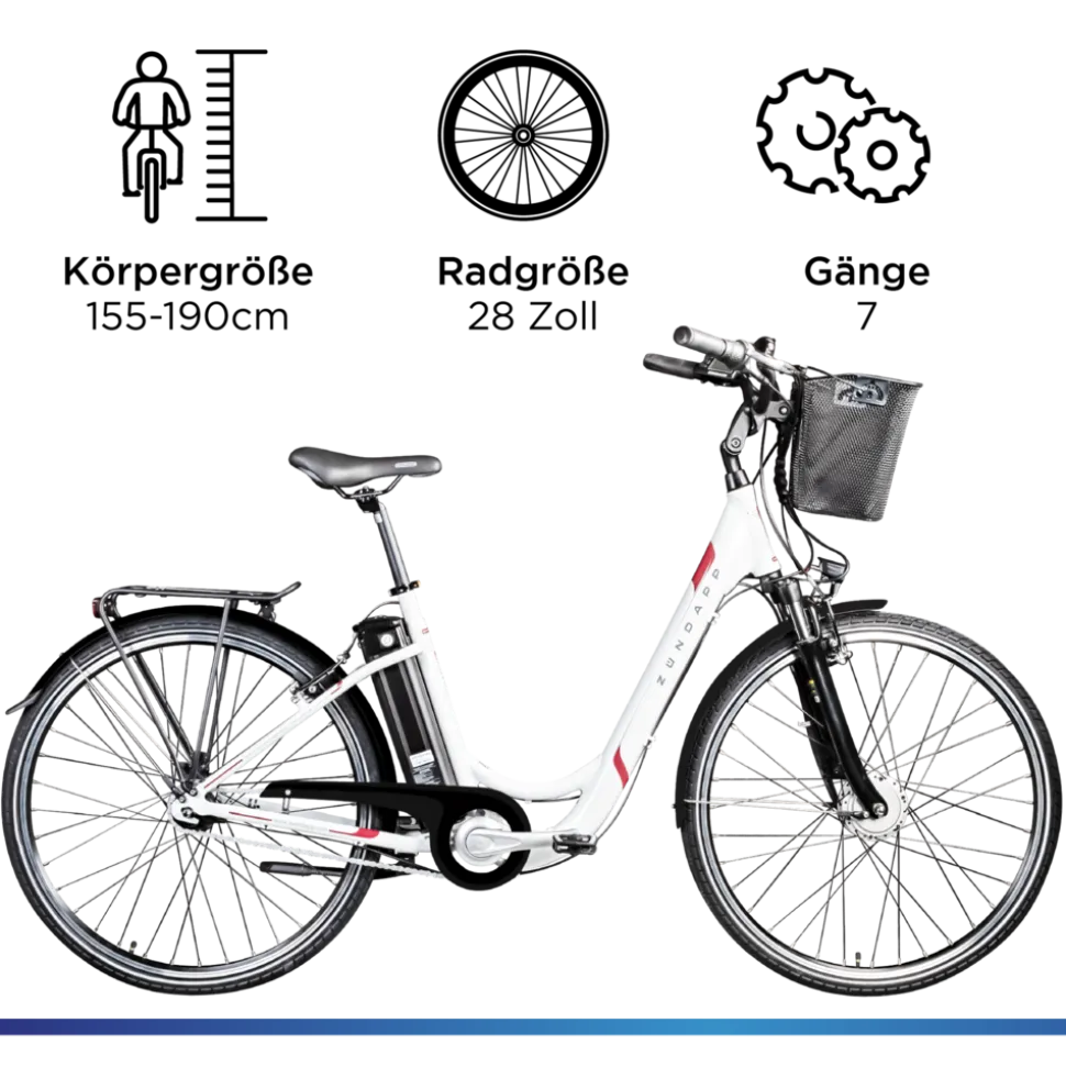 Zündapp Z517 E Bike 28 Zoll Pedelec Hollandrad E Fahrrad Damen 155 - 190 cm mit 7 Gang Nabenschaltung Rücktritt Citybike Nabenmotor