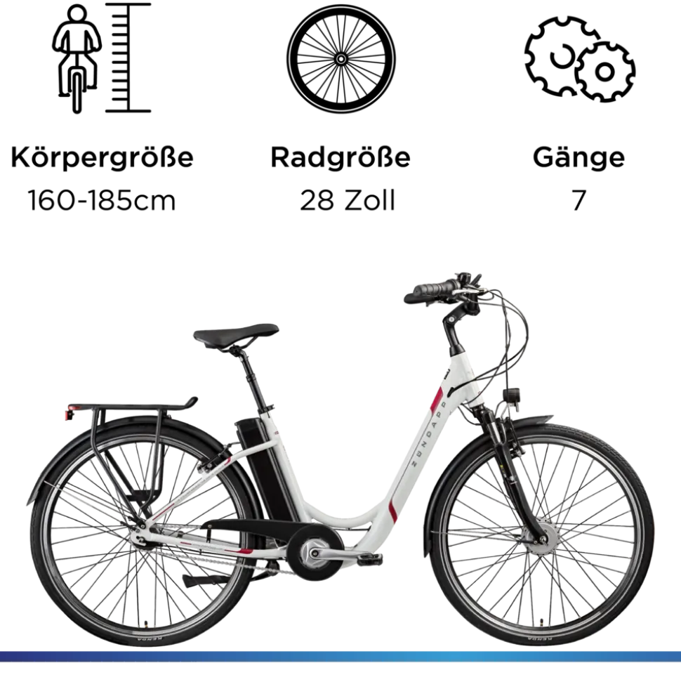 Zündapp Z517 E Bike 28 Zoll Pedelec Hollandrad E Fahrrad Damen 155 - 190 cm mit 7 Gang Nabenschaltung Rücktritt Citybike Nabenmotor