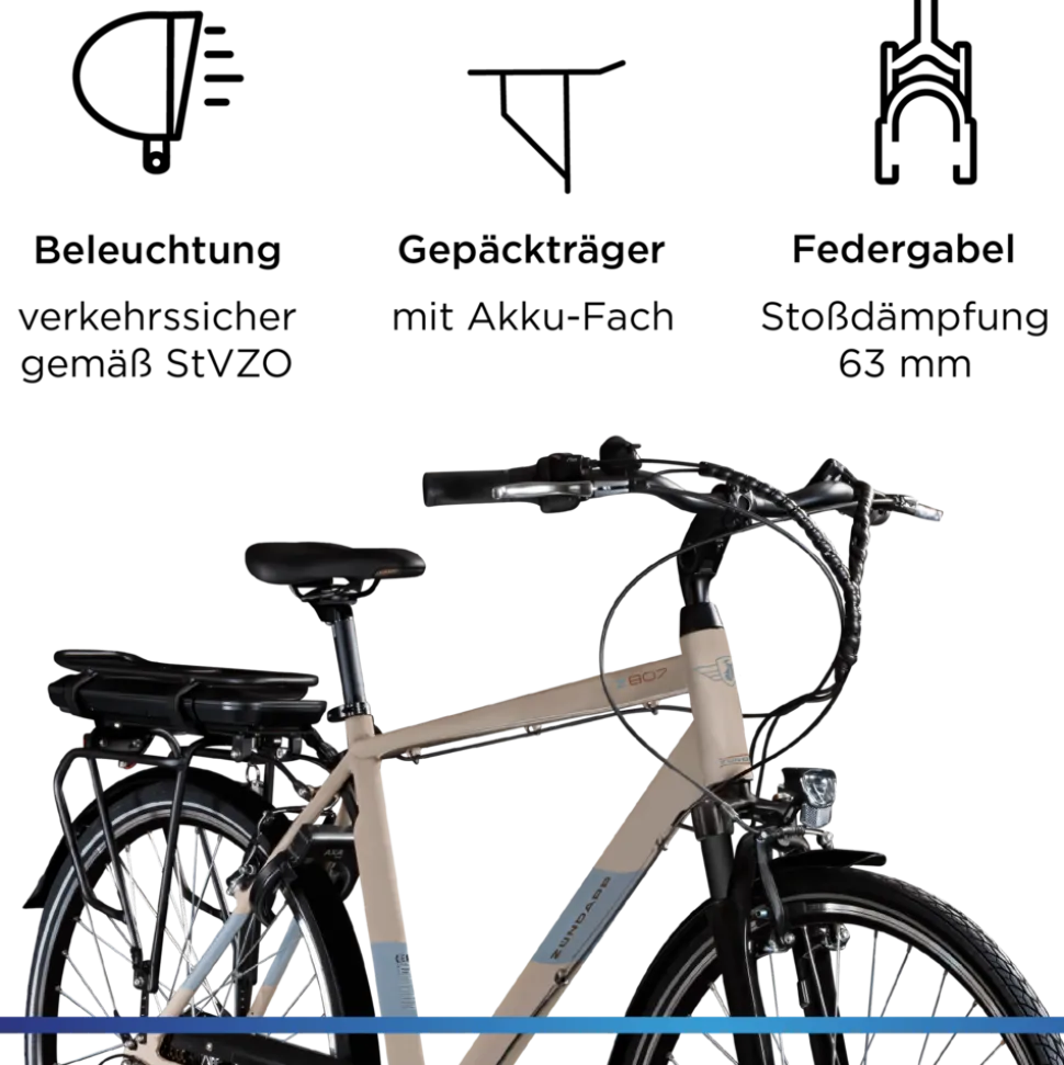 Zündapp Z807 E Bike 28 Zoll Trekkingrad 7 Gang Elektrofahrrad StVZO 155 - 185 cm Pedelec Elektro Trekking Fahrrad