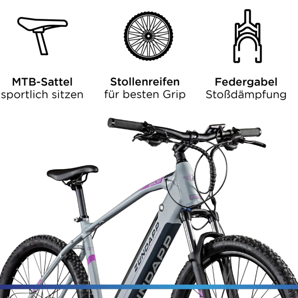Zündapp Z808 E-Mountainbike für Damen und Herren ab 170 cm E Bike 27,5 Zoll EMTB Hardtail Pedelec Fahrrad Elektrofahrrad