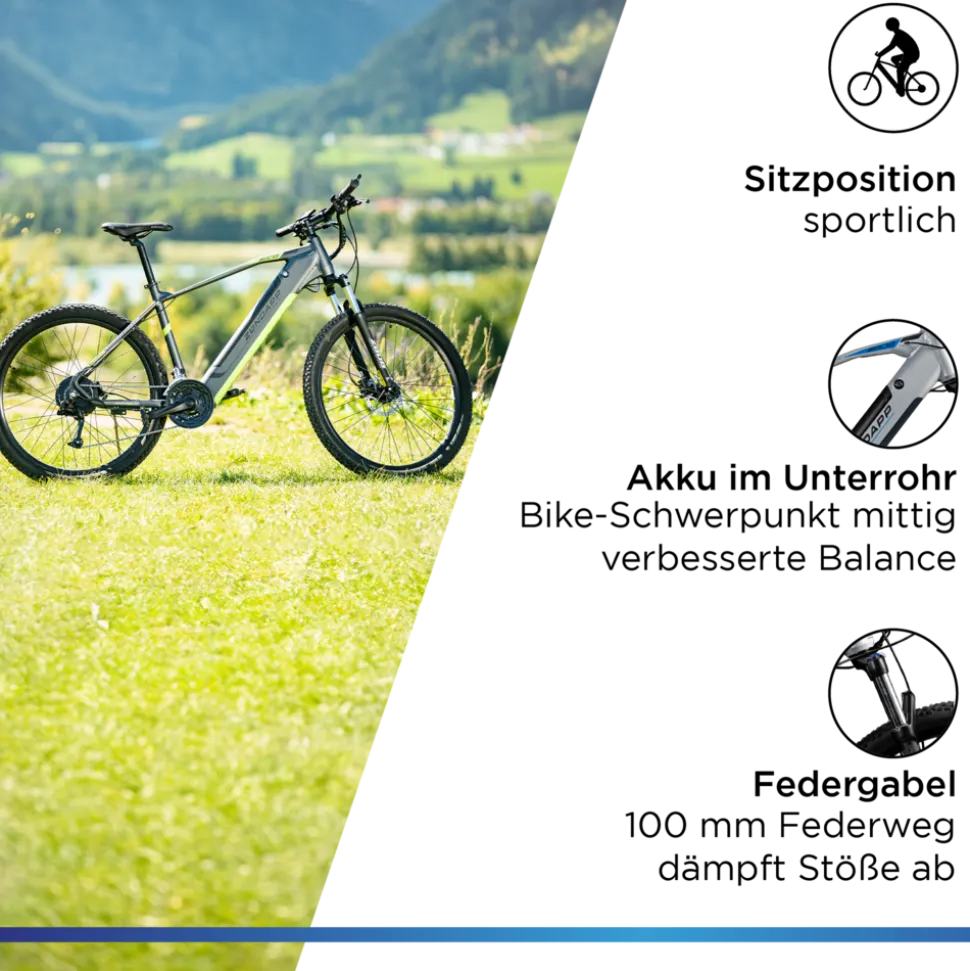 Zündapp Z808 E-Mountainbike für Damen und Herren ab 170 cm E Bike 27,5 Zoll EMTB Hardtail Pedelec Fahrrad Elektrofahrrad