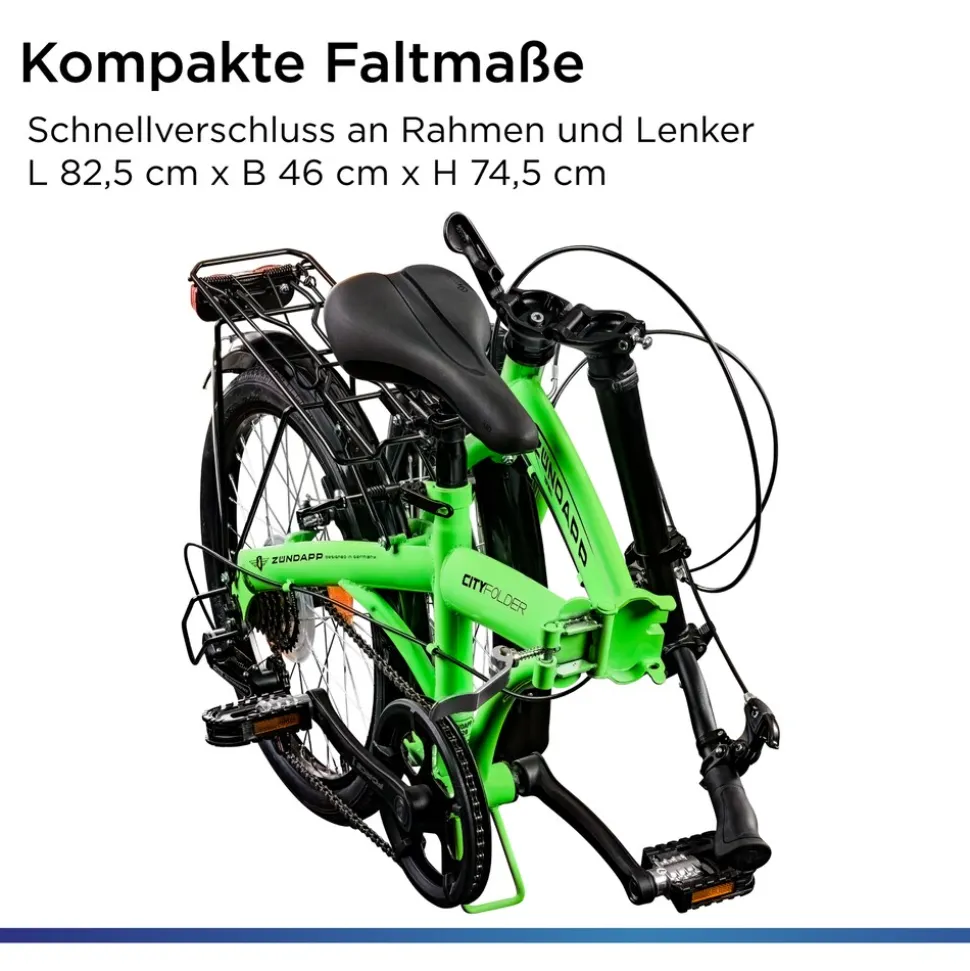 Zündapp ZF20 Speed Folder 20 Zoll Klapprad Faltrad Stadtrad Fahrrad faltbar Klappfahrrad StVZO