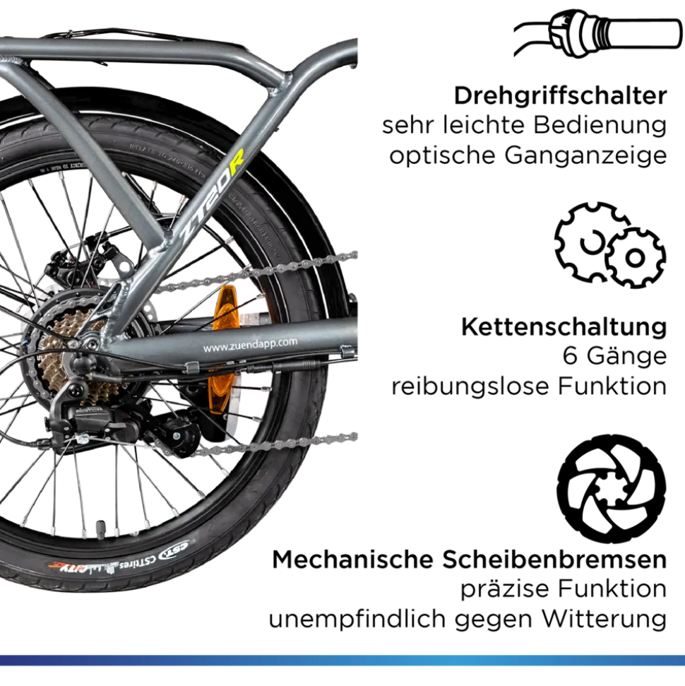 Zündapp ZT20R Ebike Klapprad für Erwachsene 145 - 185 cm Pedelec für Damen und Herren 20 Zoll mit 6 Gängen Elektro Bike Faltrad