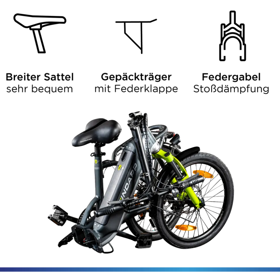 Zündapp ZT20R Ebike Klapprad für Erwachsene 145 - 185 cm Pedelec für Damen und Herren 20 Zoll mit 6 Gängen Elektro Bike Faltrad
