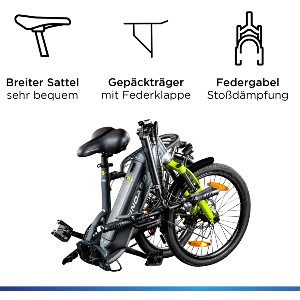 Zündapp ZT20R Ebike Klapprad für Erwachsene 145 - 185 cm Pedelec für Damen und Herren 20 Zoll mit 6 Gängen Elektro Bike Faltrad