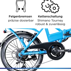 Zündapp Z101 20 Zoll Elektro Klapprad für Erwachsene 150 - 180 cm 6 Gang E Klappfahrrad E Bike Faltrad Pedelec StVZO