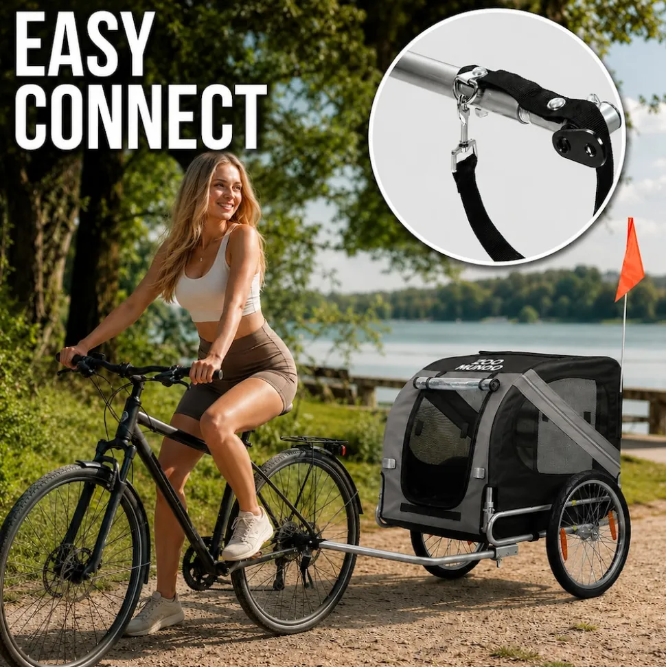 zoomundo Hundeanhänger Fahrradanhänger für Hunde - in Dunkelgrau/Schwarz - Silver Frame