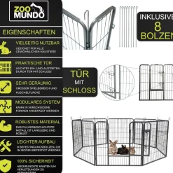 zoomundo Welpenauslauf / Freilaufgehege 8-Eck - XL - BLACK EDITION