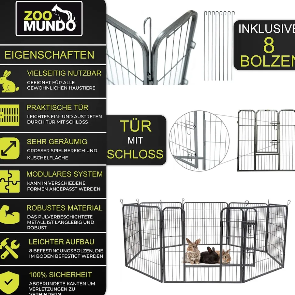 zoomundo Welpenauslauf / Freilaufgehege 8-Eck - XL - BLACK EDITION