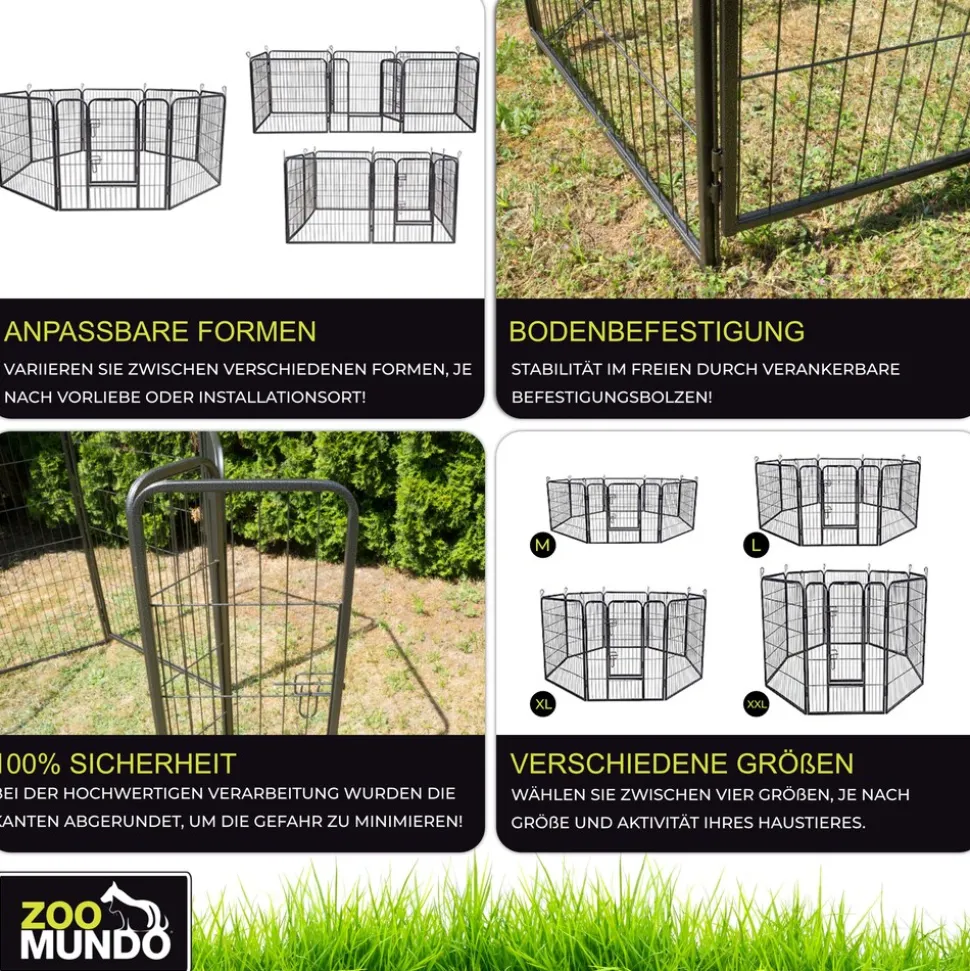zoomundo Welpenauslauf / Freilaufgehege 8-Eck - XL - BLACK EDITION