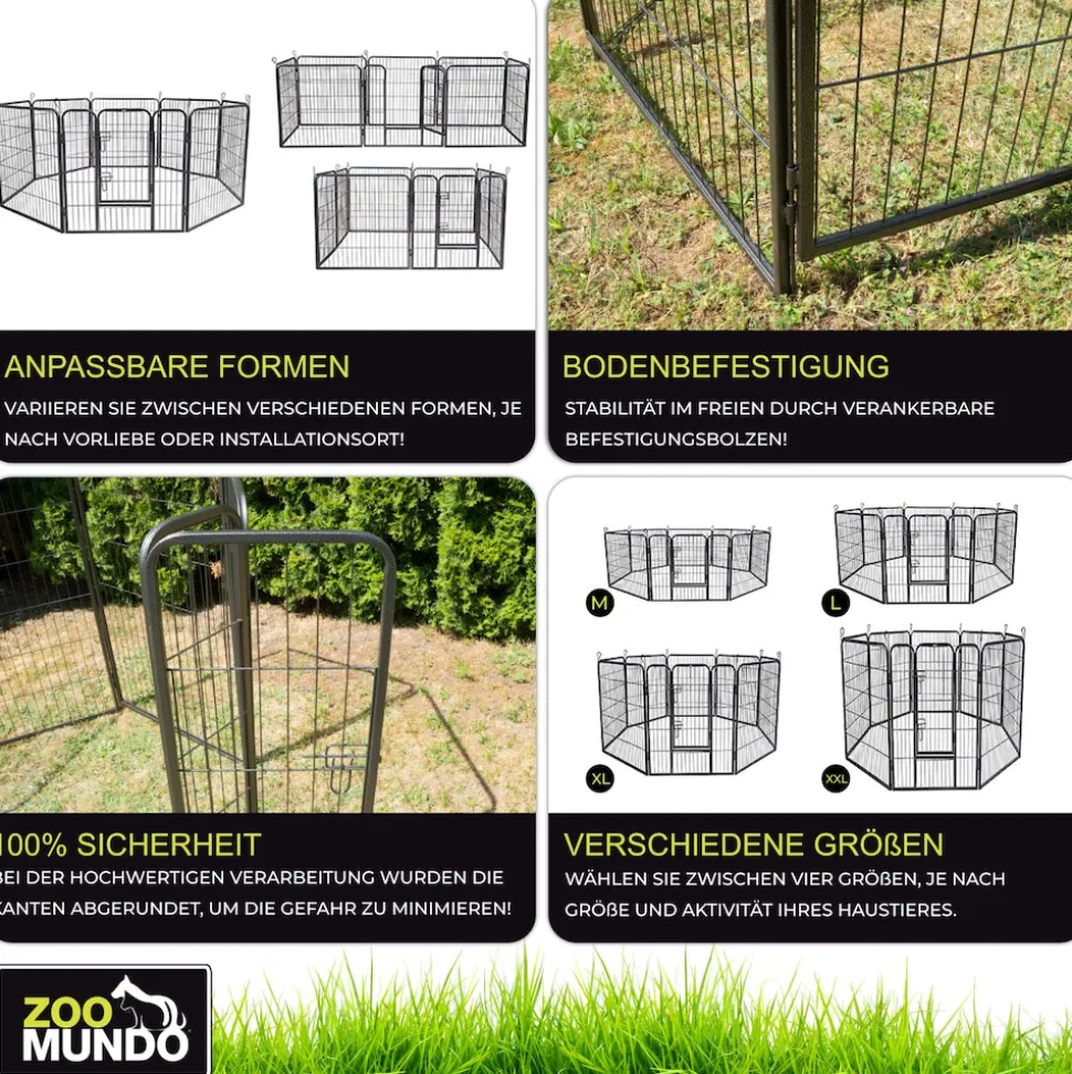 zoomundo Welpenauslauf / Freilaufgehege 8-Eck - XL - BLACK EDITION