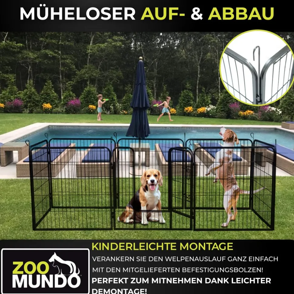 zoomundo Welpenauslauf / Freilaufgehege 8-Eck - XL - BLACK EDITION